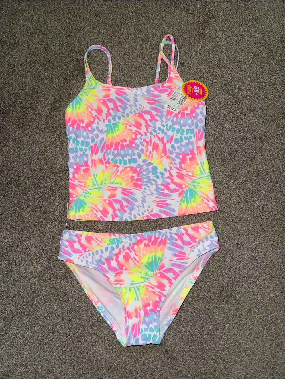 The Children's Place Neon Tie-Dye Tankini - Pink, Yellow, Green, Blue